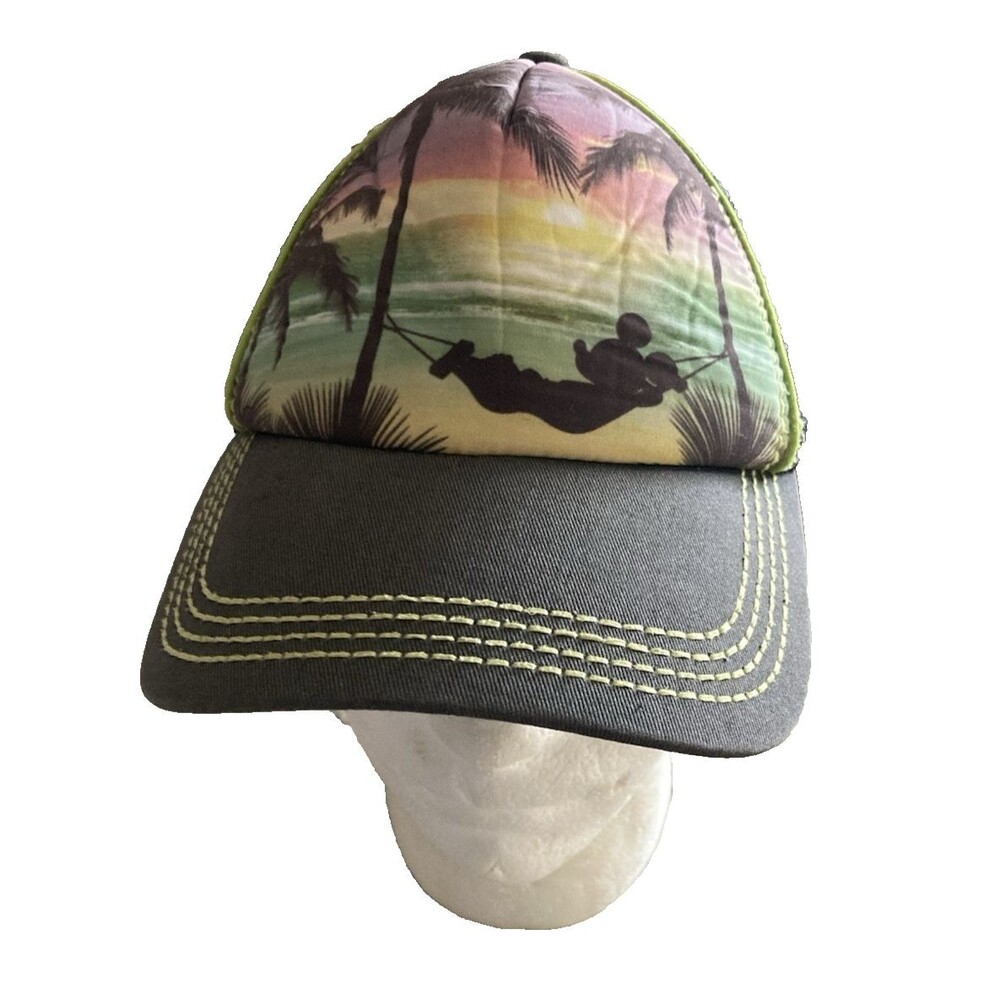 Disney Parks Mickey Mouse Trucker Cap Hat Black Colorful Adjustable Snapback